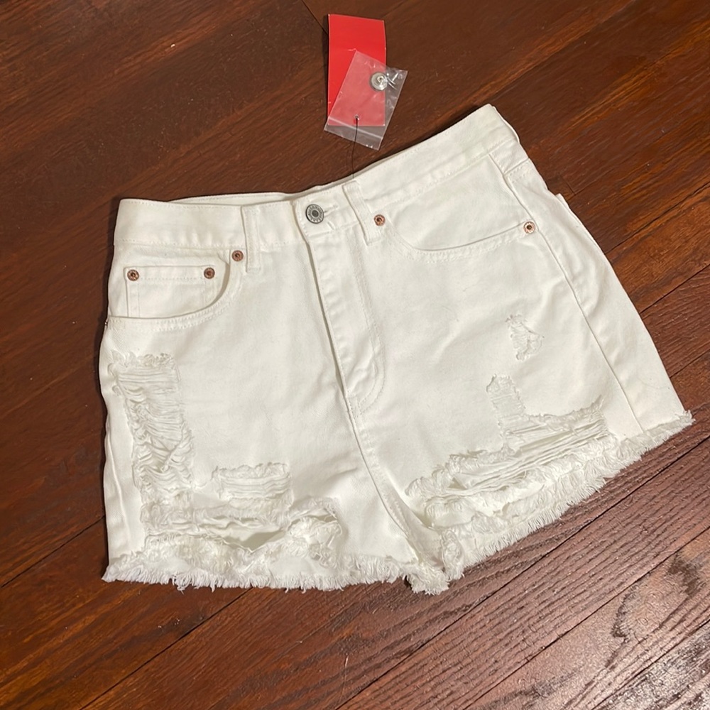 White jean shorts